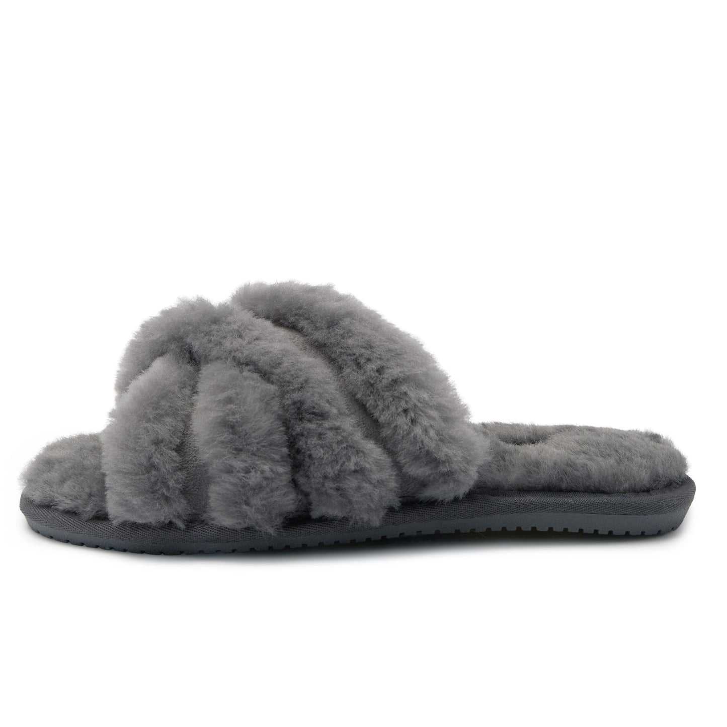 Original Ugg Australia Fluffy Double Cross Slides Grey