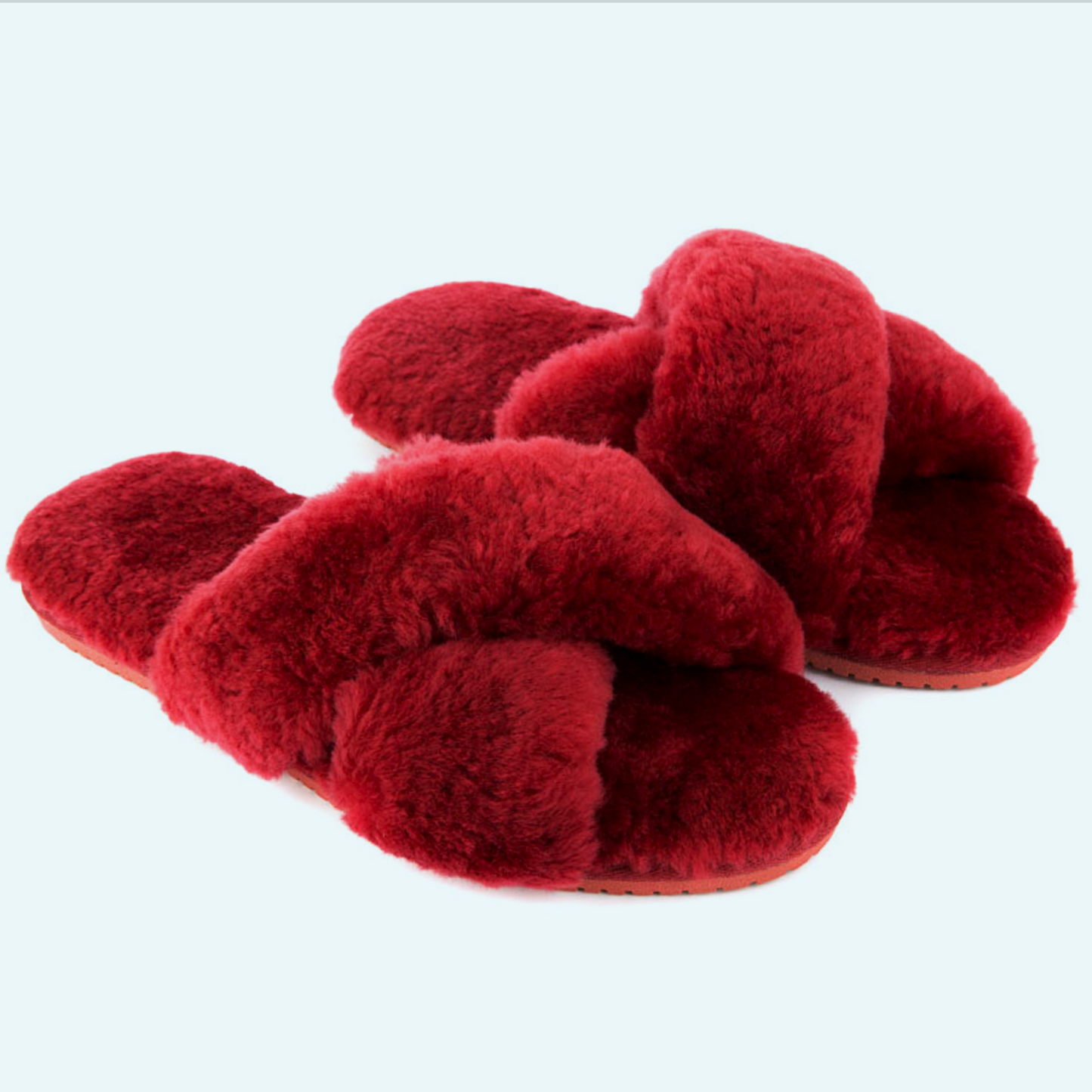 Original Ugg Australia Fluffy Slip Ons Red