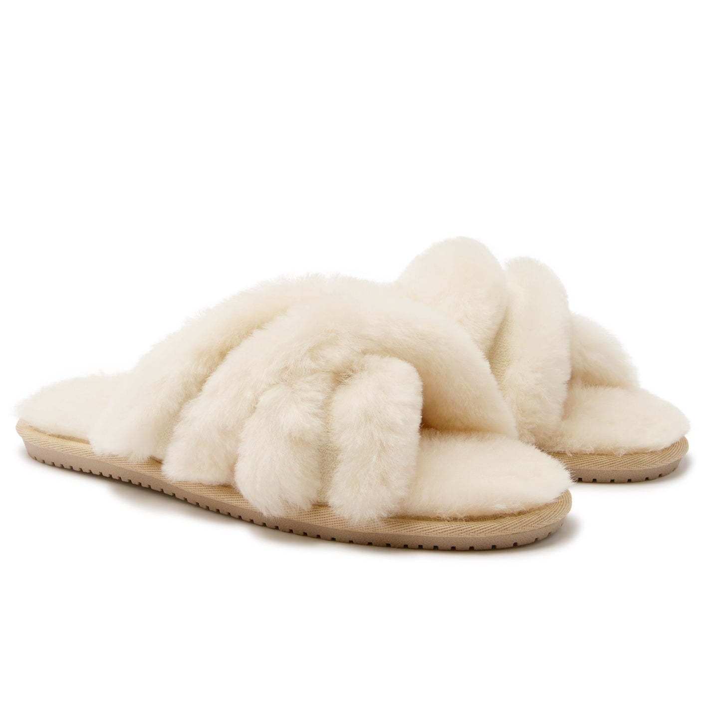 Original Ugg Australia Fluffy Double Cross Slides Natural