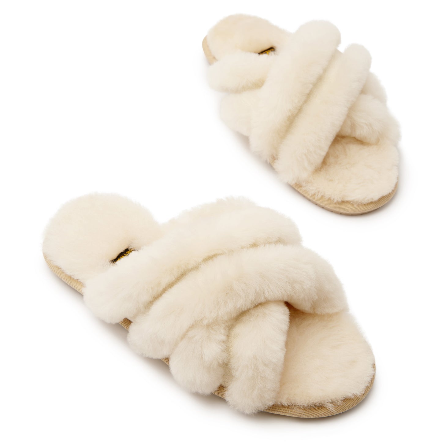 Original Ugg Australia Fluffy Double Cross Slides Natural