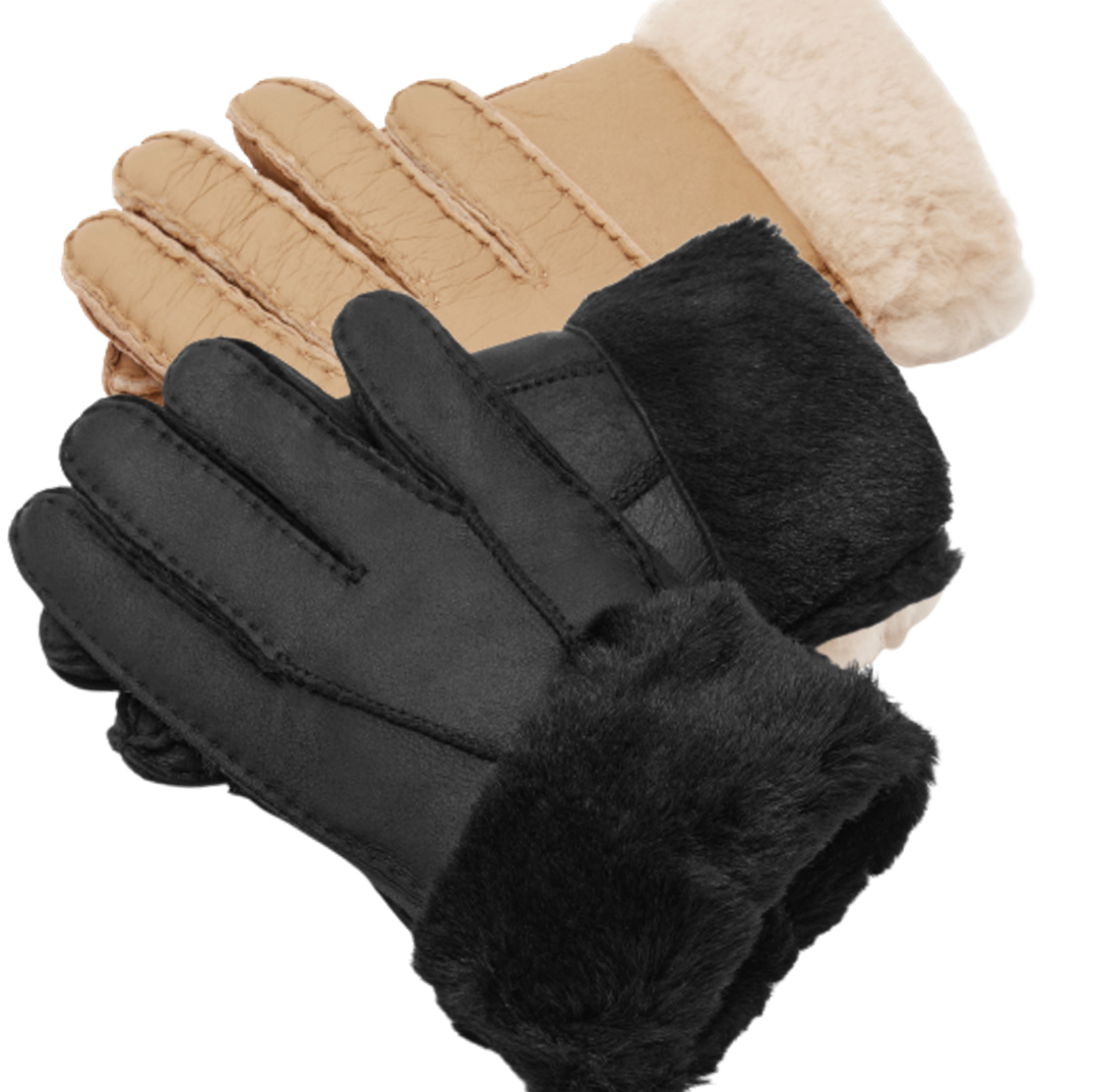 Original Ugg Australia Sheepskin Leather Gloves Mens Black