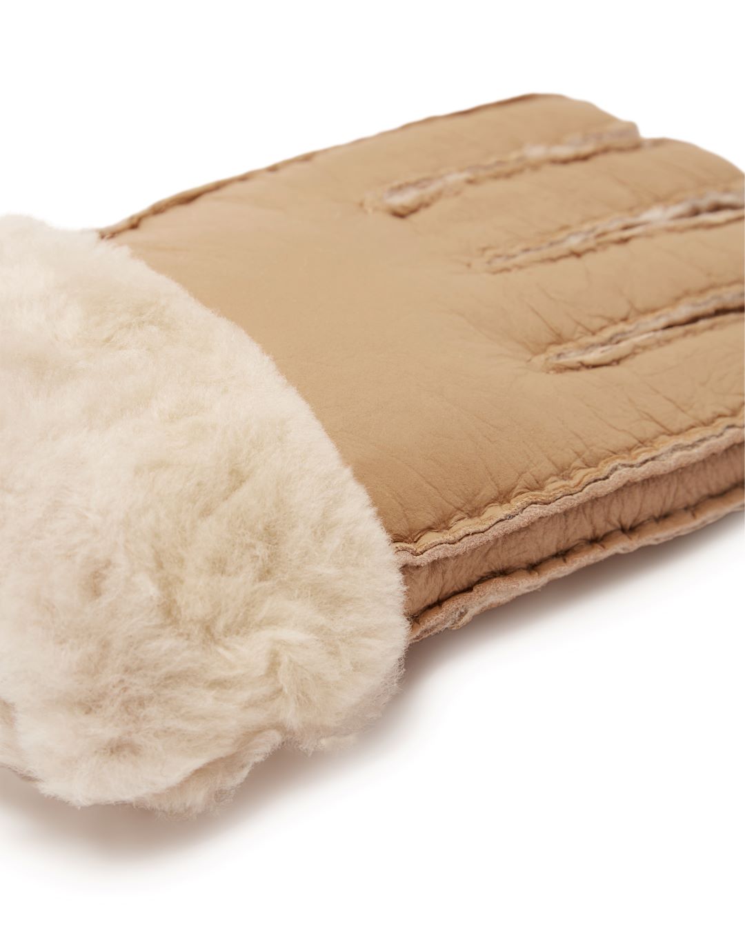 Original Ugg Australia Sheepskin Leather Gloves Men Beige