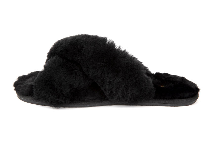 Original Ugg Australia Fluffy Slip Ons Black