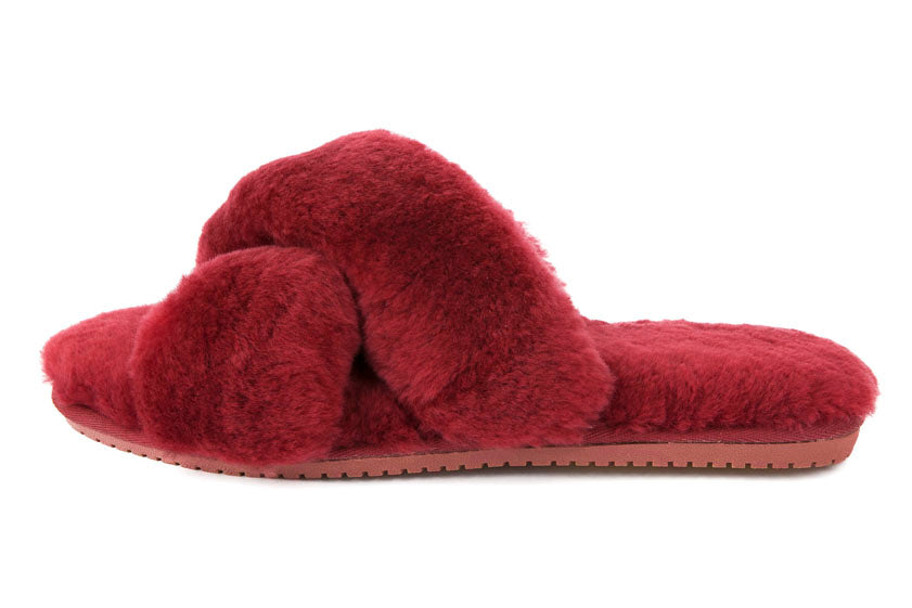 Original Ugg Australia Fluffy Slip Ons Red