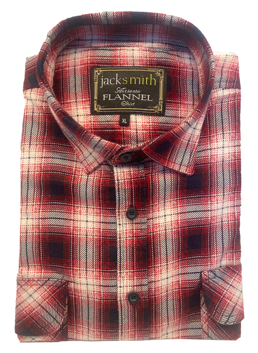 Flannelette Shirt Long Sleeve in Navy/Red