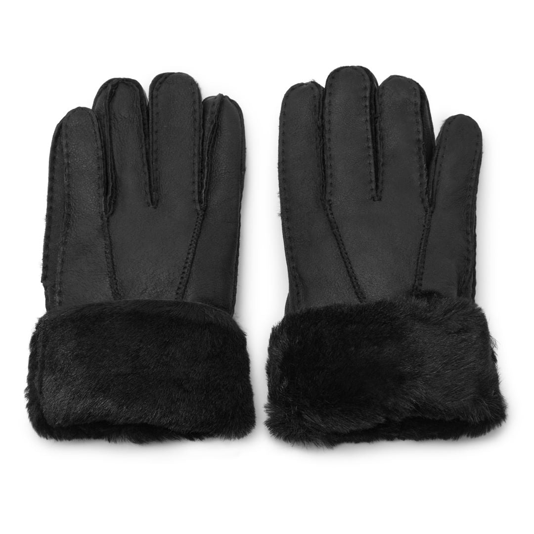 Original Ugg Australia Sheepskin Leather Gloves Womens Black